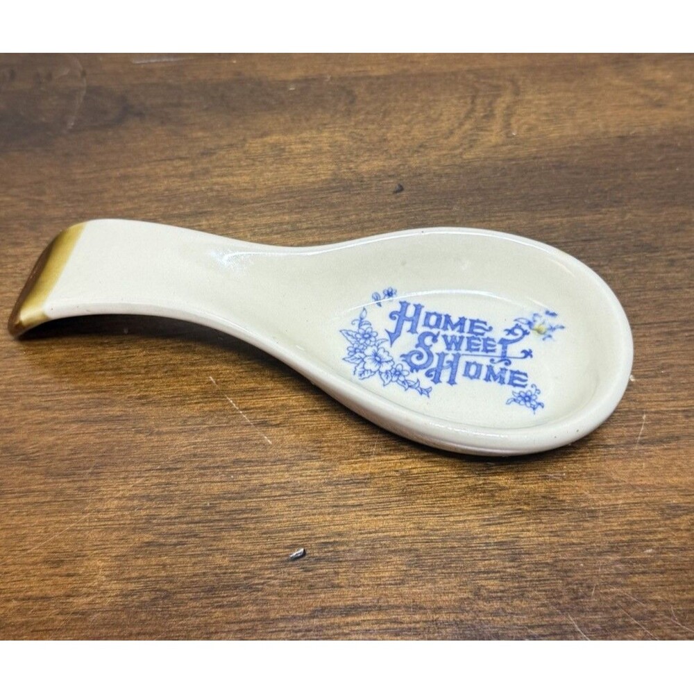 Vintage 1980's Ceramic Stoneware Home Sweet Home  Spoon Rest Collectible